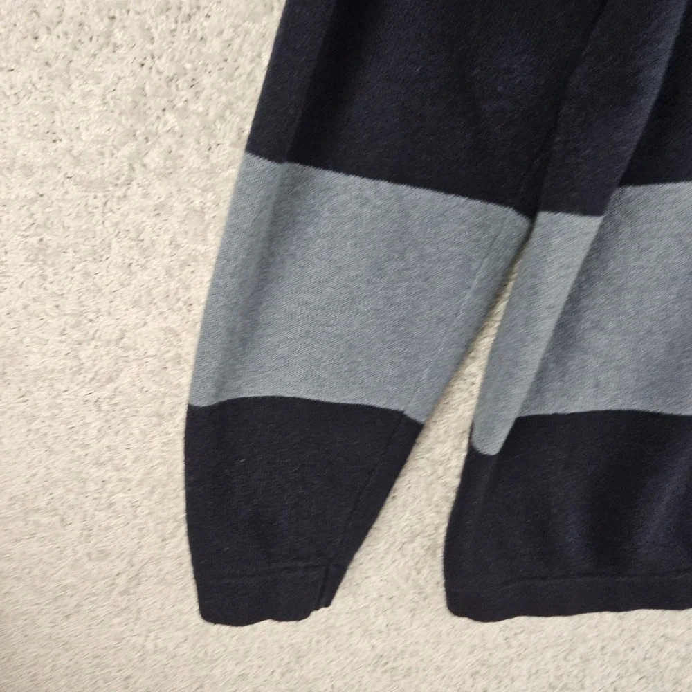 Banana Republic Wool Blend V Neck Striped Sweater Mens XL Large Navy Blue‎